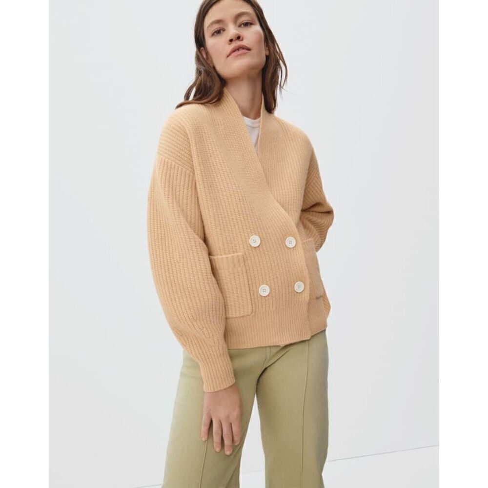 Everlane The‎ Felted Wool Double-Breasted Cardigan S Yellow